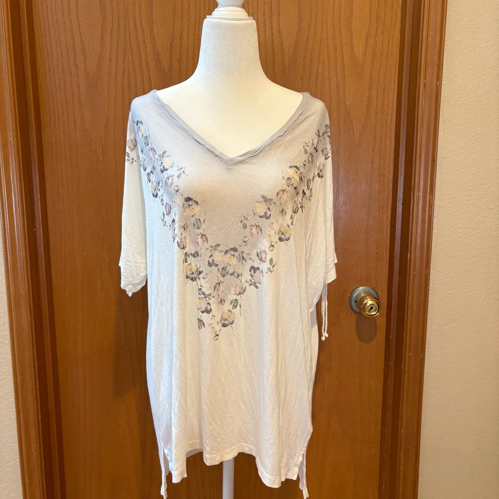 All Saints Floral V-Neck Women's Top - Cream, NWOT